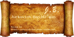 Jurkovich Benjámin névjegykártya